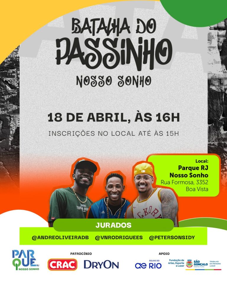 Jovens dançam passinho em evento de cultura urbana no Parque RJ, em São Gonçalo.