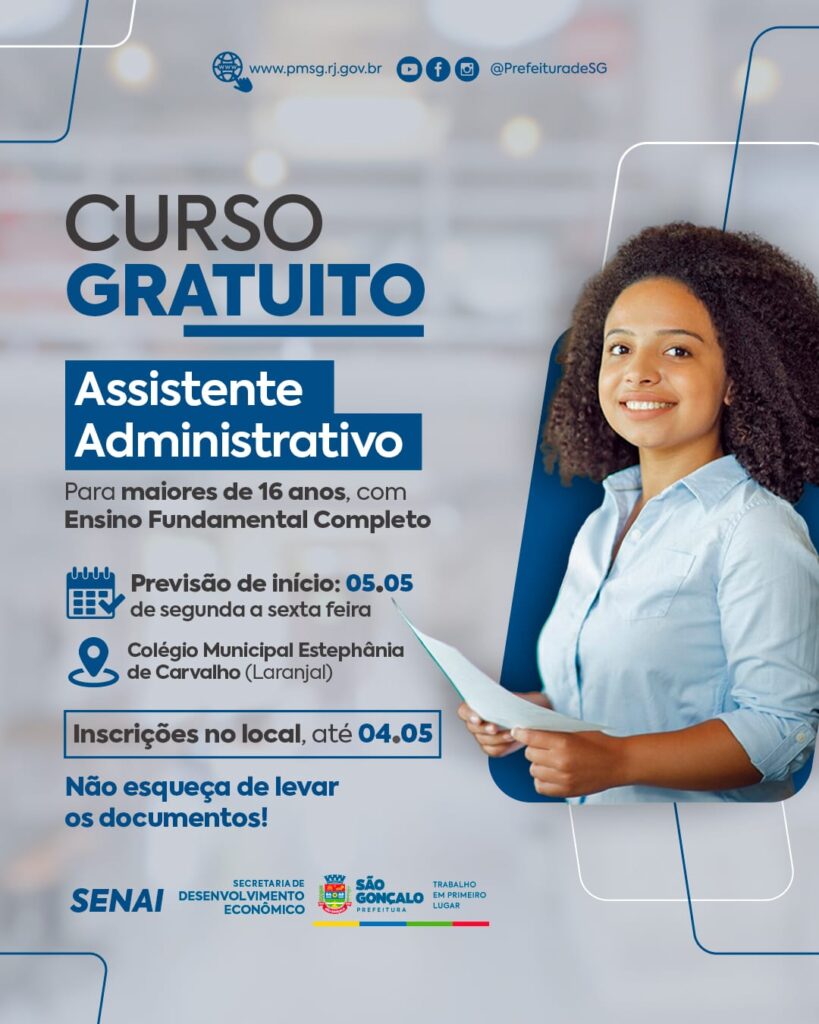 Estudantes em sala de aula do Senai, simbolizando o curso gratuito de Assistente Administrativo em São Gonçalo.