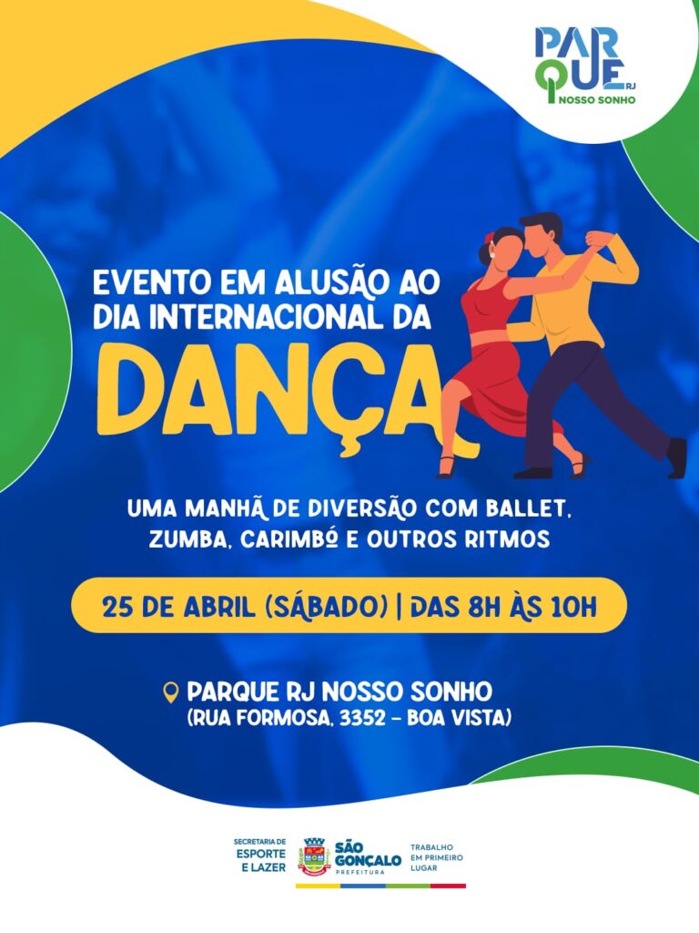 Pessoas de diversas idades participam de aulão de dança ao ar livre no Parque RJ Nosso Sonho, em São Gonçalo.