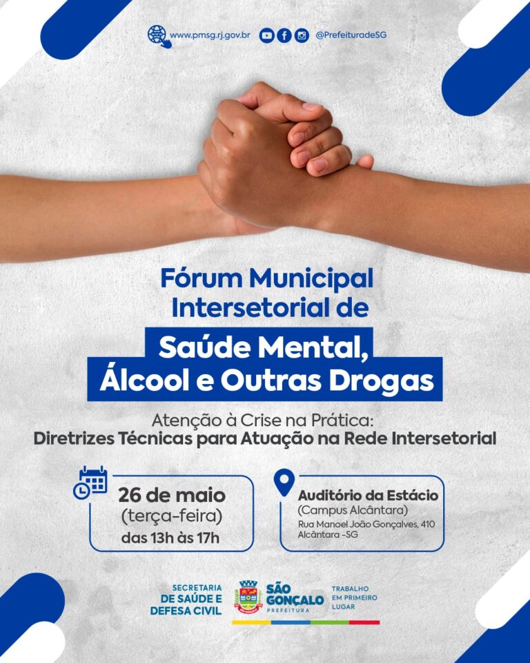 Profissionais de saúde participam de fórum sobre saúde mental, álcool e drogas em São Gonçalo.