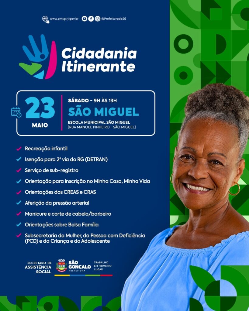 Pessoas participando de diversos atendimentos em evento de cidadania itinerante em São Gonçalo