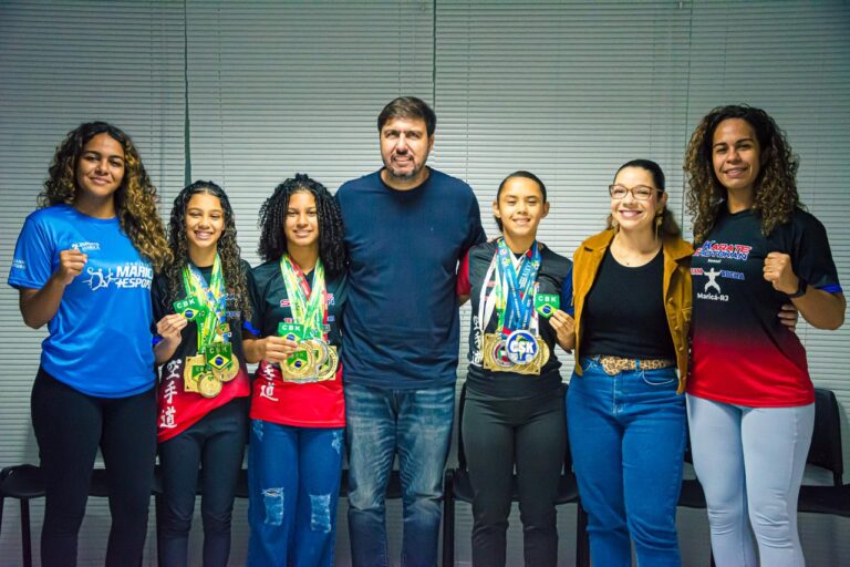 Atleta de Maricá em competição, beneficiado pelo programa Auxílio Atleta da prefeitura.