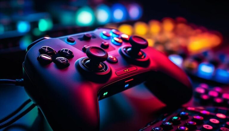 Jovens em evento de games em Niterói, telas exibindo jogos e interação em seminário de tecnologia.