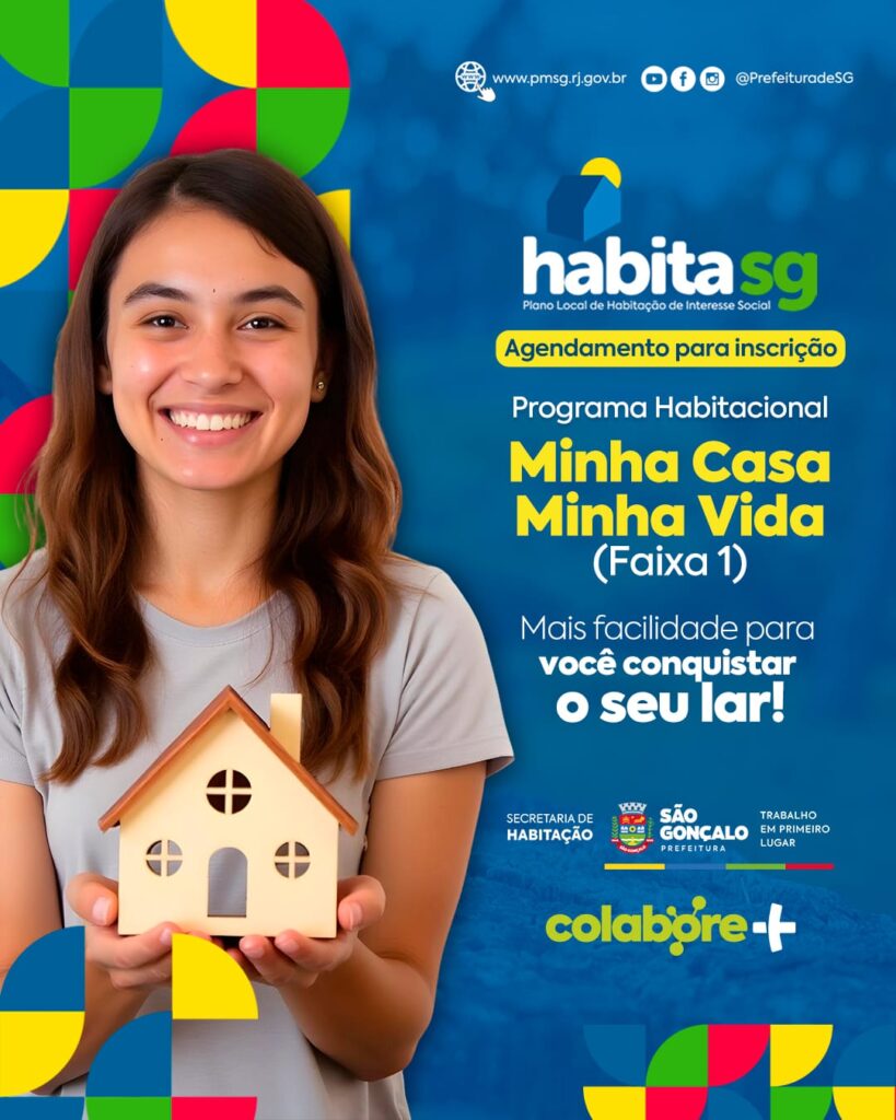 Família em frente a casa própria, simbolizando o programa Minha Casa Minha Vida em São Gonçalo.