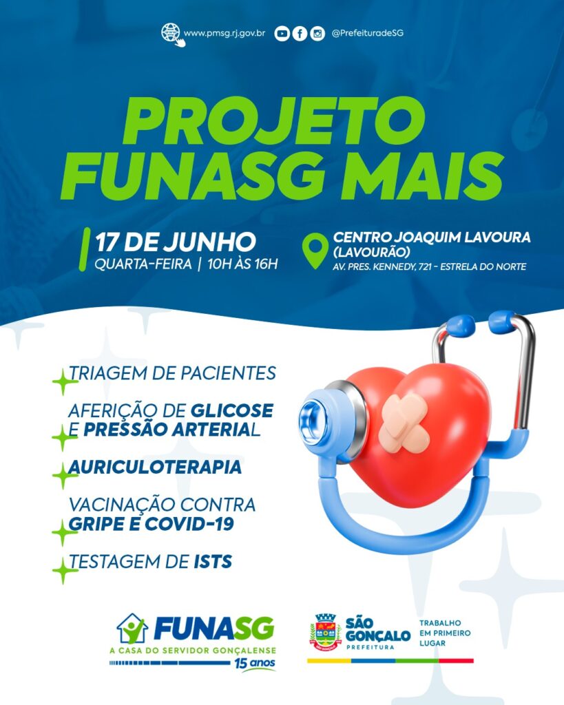 Servidores públicos de São Gonçalo recebem atendimento de saúde no projeto Funasg Mais.