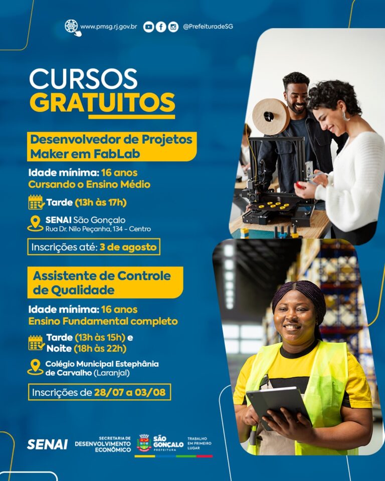 Jovens participam de aulas práticas em curso profissionalizante em São Gonçalo