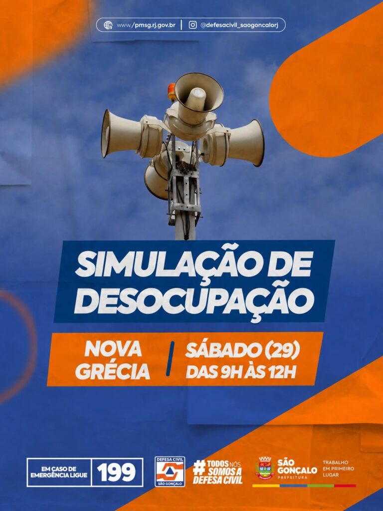 Moradores participam de exercício simulado de desocupação com agentes da Defesa Civil em São Gonçalo.