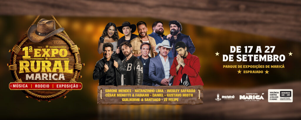 Público em show sertanejo com palco iluminado e telões em evento ao ar livre em Maricá