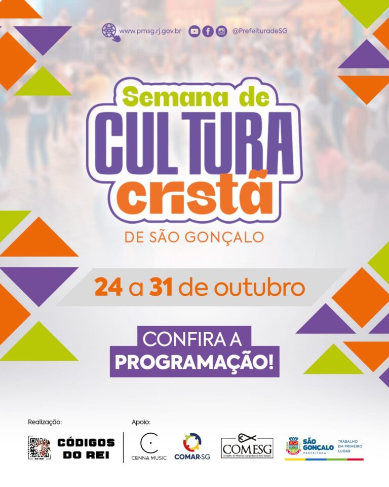 Programação gratuita da 1ª Semana de Cultura Cristã em São Gonçalo