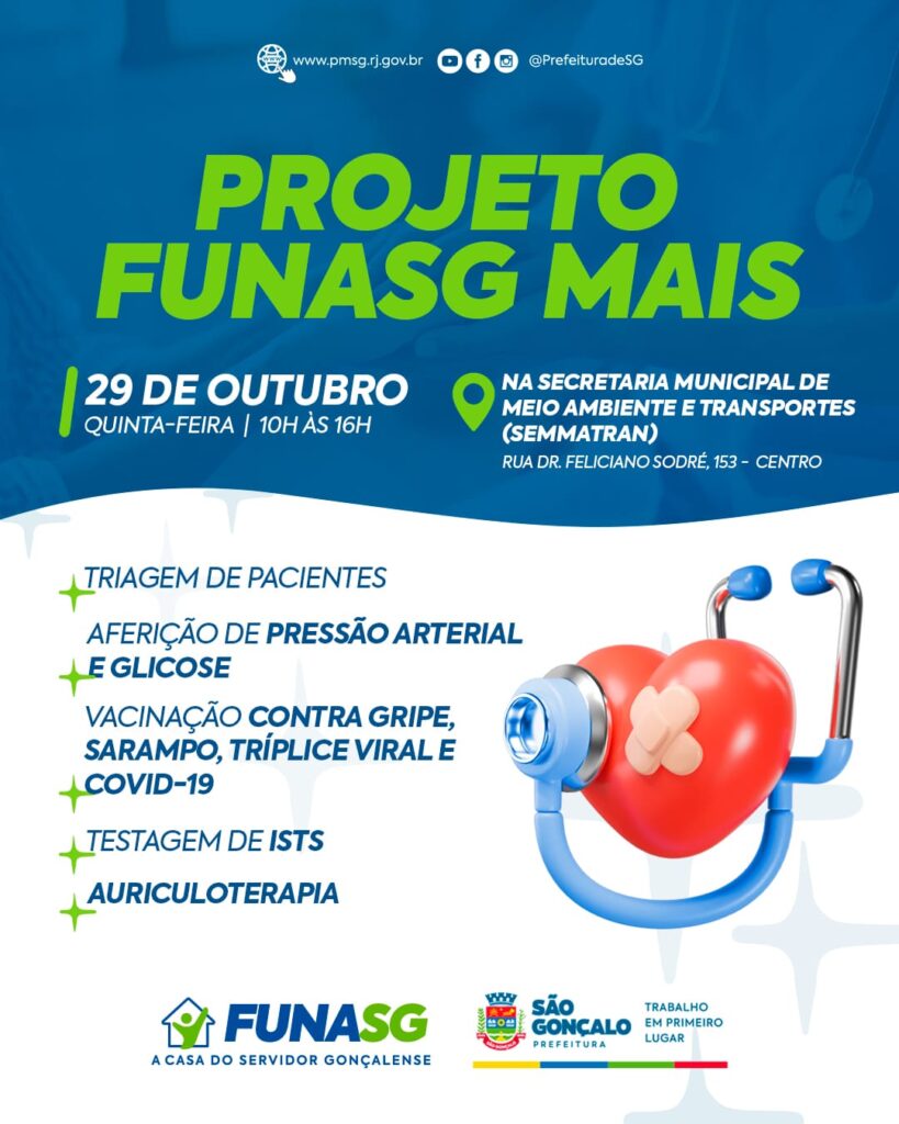 Profissional de saúde realizando aferição de pressão arterial em servidor público.