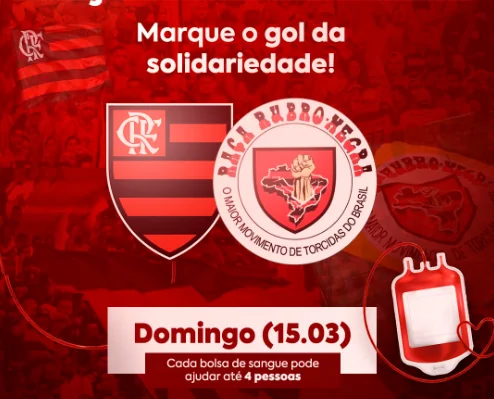 Torcida Raça Rubro-Negra leva caravana ao Hemonúcleo de São Gonçalo neste domingo para doação de sangue