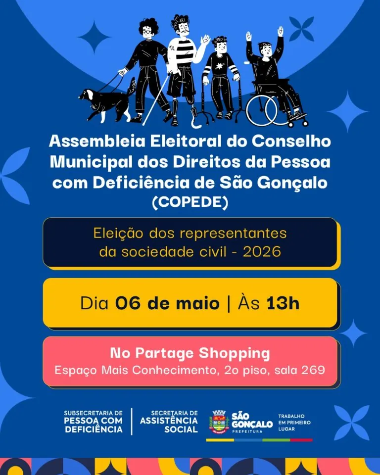 Pessoas com deficiência em reunião, simbolizando participação e acessibilidade em São Gonçalo.