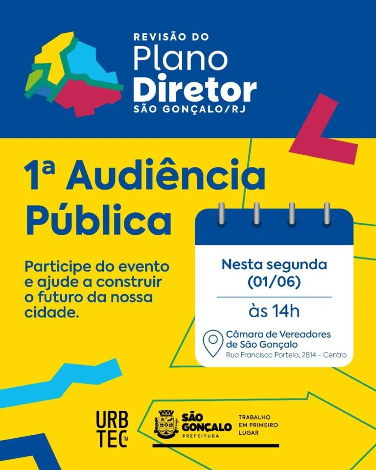 População participa de audiência pública sobre Plano Diretor em São Gonçalo, com foco na participação popular e desenvolvimento urbano.