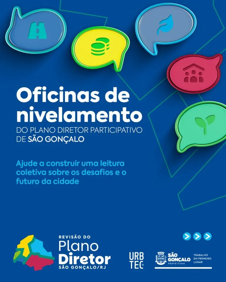 Moradores participam de oficina de nivelamento para revisão do Plano Diretor em São Gonçalo.